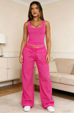 Casual Solid Color Sport Wide Leg Pants Suit SSNF-211518