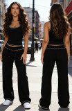 Casual Solid Color Sport Wide Leg Pants Suit SSNF-211518