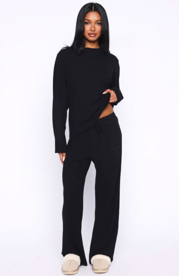 Solid Color Long Sleeve Lounge Wear Pants Suit SSNF-211517
