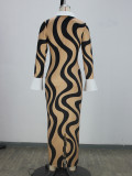 Print Shirt Neck Slim Maxi Dress XHSY-BQ3501