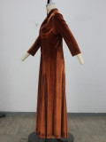 Long Sleeve Lapel Slim Maxi Dress XHSY-BQ6203