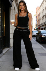 Casual Solid Color Sport Wide Leg Pants Suit SSNF-211518