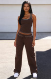 Casual Solid Color Sport Wide Leg Pants Suit SSNF-211518