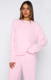 Solid Color Long Sleeve Lounge Wear Pants Suit SSNF-211517