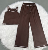 Casual Solid Color Sport Wide Leg Pants Suit SSNF-211518