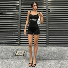 Letter Print Sling Romper GZJQ-K6Q04883A