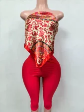 Pre Order: About 7 work days shipping Print Wrap Two Piece Pants Set YUEM-202619