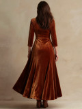 Long Sleeve Lapel Slim Maxi Dress XHSY-BQ6203