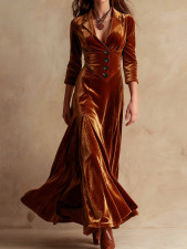 Long Sleeve Lapel Slim Maxi Dress XHSY-BQ6203