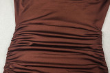 Solid Color Deep V Neck Sling Backless Maxi Dress GJYO-JD305206