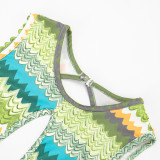 Colorful Print Halterneck Backless Seventh Jumpsuit GDSF-J26JP123