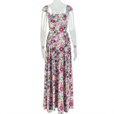 Print Sleeveless Ruched Maxi Dress GJYO-JD305105