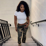 Camouflage Print Tight Pants DLSF-K6P06644A