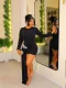 Long Sleeve Solid Color Hot Drill Mini Dress GADE-10059