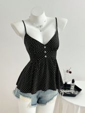 V Neck Polka Dot Sling Tank Tops GYXN-73917