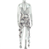 V Neck Print Mini Dress GJYO-JD305019