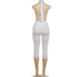 Solid Color Tie Up Backless Ronper XEF-K6Q06471A