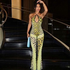 Halterneck Tie Up Micro Flare Jumpsuit XEF-K6Q07227A