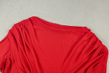 Long Sleeve Solid Color Ruched Maxi Dress GJYO-JD305218