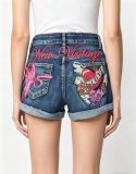 Embroidered Butterfly Heart Denim Shorts GQLF-6969