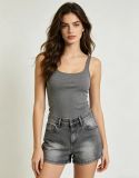 Embroidered Studded Denim Shorts GQLF-8000