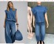 Fashion Denim Sleeveless Vest+Wide Leg Pants Suit YRST-D022