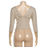 Deep V Neck Backless Tops DLSF-K6L05067A