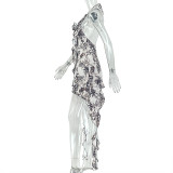 V Neck Print Mini Dress GJYO-JD305019