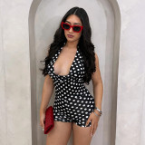 Backless Polka Dot Halterneck Romper GDSF-D26RP106