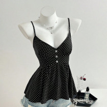 V Neck Polka Dot Sling Tank Tops GYXN-73917