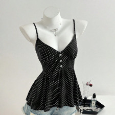 V Neck Polka Dot Sling Tank Tops GYXN-73917