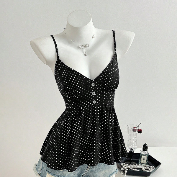 V Neck Polka Dot Sling Tank Tops GYXN-73917