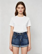Embroidered Butterfly Heart Denim Shorts GQLF-6969