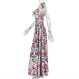 Print Sleeveless Ruched Maxi Dress GJYO-JD305105