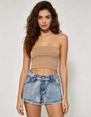Hot Drill Contrast Color Denim Short GQLF-5800