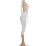 Solid Color Tie Up Backless Ronper XEF-K6Q06471A