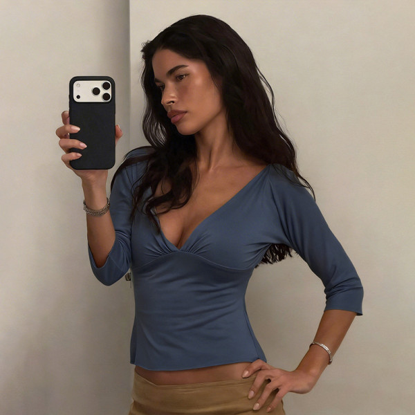 Deep V Neck Backless Tops DLSF-K6L05067A