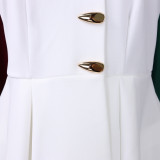 Plus Size Short Sleeve Solid Color Ruffles Midi Dress GCZF-8660