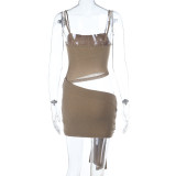 Solid Color Hollow Out Sling Mini Dress SUM-JY26064PFO