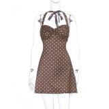 Polka Dots Print Halterneck Mini Dress SUM-YL26112PFO