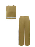 Plus Size Fashion Embroidered Tank Top and Pants Set ZDF-33518