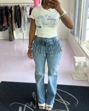 Loose Tassel Washed Jeans HMS-5597