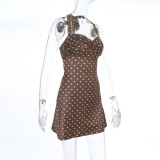 Polka Dots Print Halterneck Mini Dress SUM-YL26112PFO