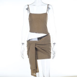 Solid Color Hollow Out Sling Mini Dress SUM-JY26064PFO