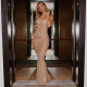 Mesh Hot Drill Sling Maxi Dress GFRT-041740DBG