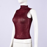 Mesh Hot Drill Sleeveless Top GFRT-51973TBF