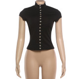 Short Sleeve Single Breasted T Shirt DLSF-K6L06076A