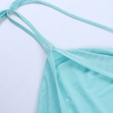 Solid Color Halterneck Ruffles Mini Dress SUM-JY26060PFO