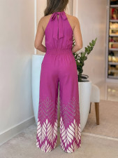 Solid Color Sleeveless Print Jumpsuit GYLY-11144