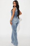 Denim Sleeveless Wide Leg Jumpsuit LX-6075
